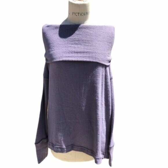 Free People Long Sleeve Ribbed Sweater Top Purple XS - Picture 1 of 9